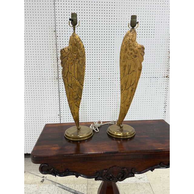 1970s Pair of Angel Wings Lamps For Sale - Image 9 of 9