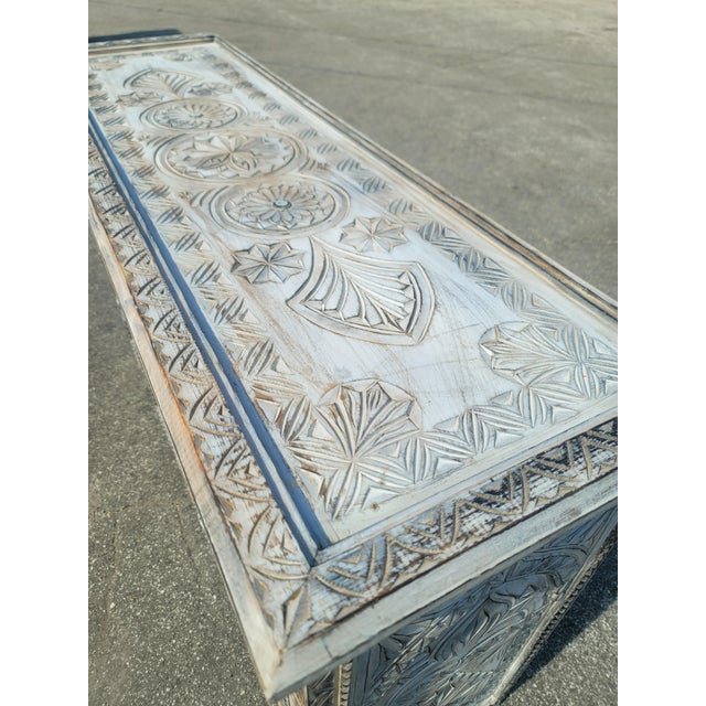 White White Wash Handmade Moroccan Berber‑Style Wooden Sideboard For Sale - Image 8 of 9