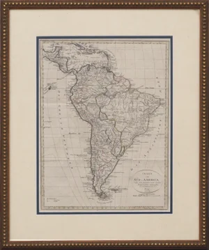 Franz Pluth Charte von Sud-America (Map of South America) - Etching with Hand-Drawn Outlines 1820