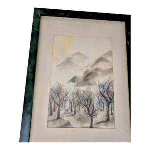 1970 Manfred H. Kuhnert Mid-Century Modern Watercolor Landscape