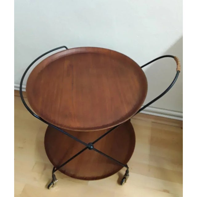 Mid-Century Modern Vintage Swedish Bar Wagon with Black Iron Frame, 1960s For Sale - Image 3 of 10