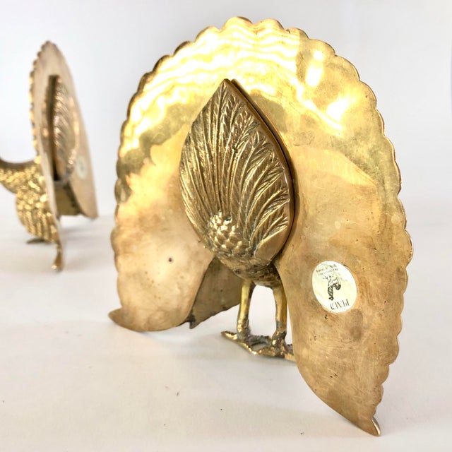 Vintage Mid Century Brass Peacock Bookends With Detail a Pair Chairish
