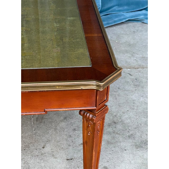 Wood Italian Neoclassical Coffee Table, 1940s, Carved Mahogany With Gilt Panel Top For Sale - Image 7 of 13