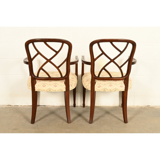 Kindel Furniture Style Federal Carved Mahogany Armchairs, Pair For Sale - Image 12 of 14