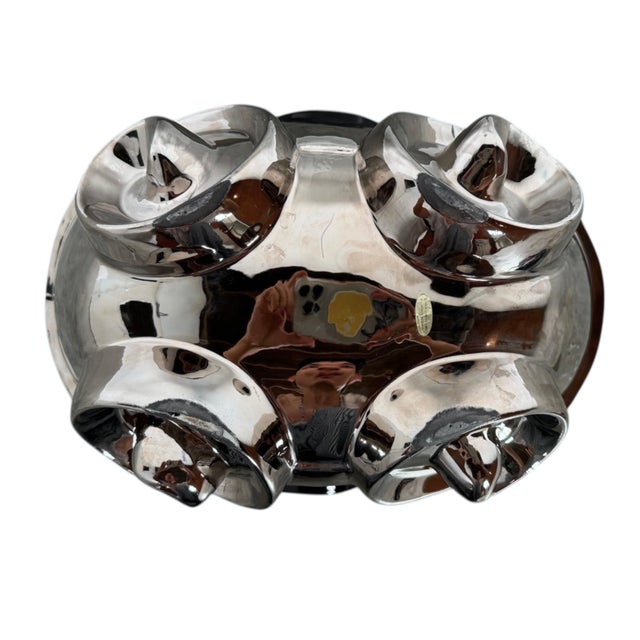 Onyx Dolbi Cashier 1980 "New Regency" Chrome & Ceramic Centerpiece For Sale - Image 8 of 12