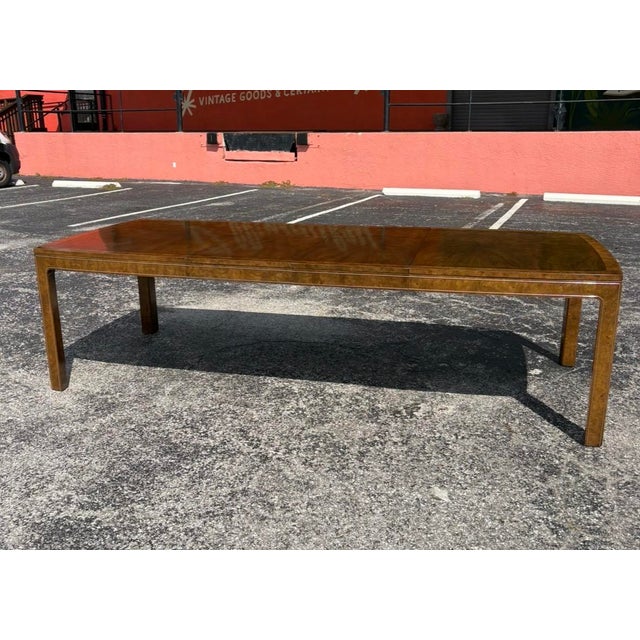Mid Century Mastercraft Burl Dining Table W 2 Leaves For Sale - Image 9 of 11
