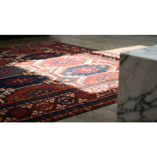 Red 1900s Multicolor Geometric Tribal Antique Caucasian Moghan Rug 5'0" X 7'0" Handknotted Wool Carpet For Sale - Image 8 of 8