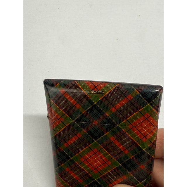 Victorian Vintage Caledonia Tartan Mauchline-Style Card Case For Sale - Image 3 of 6