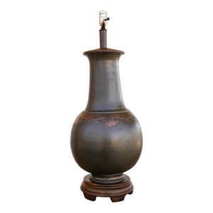 Vintage 1960s Mid-Century Chinoiserie Brass & Copper Urn Large Table Lamp, Beautiful Dark Patina
