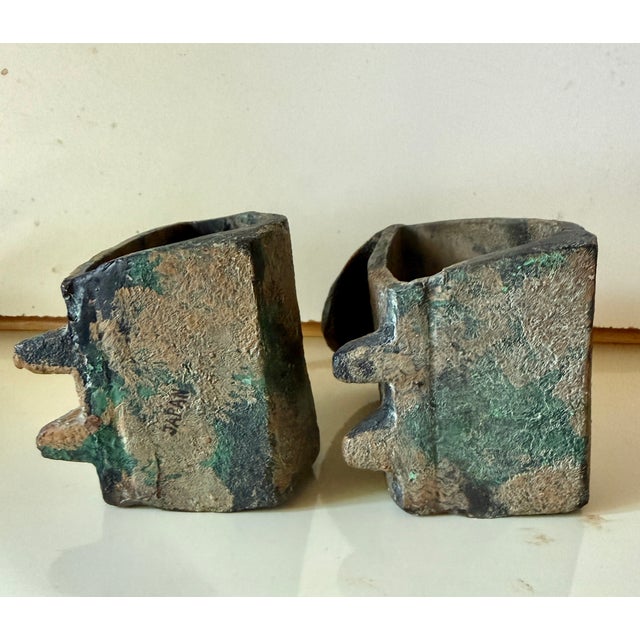 MCM Forged Iron Brutalist Owl Bookends Pair For Sale - Image 4 of 7