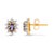 Contemporary 14K Yellow Gold 1/4 Cttw Diamond and Blue Purple Tanzanite Sunburst Halo Stud Earrings (K-L Color, I1-I2 Clarity) For Sale - Image 3 of 5