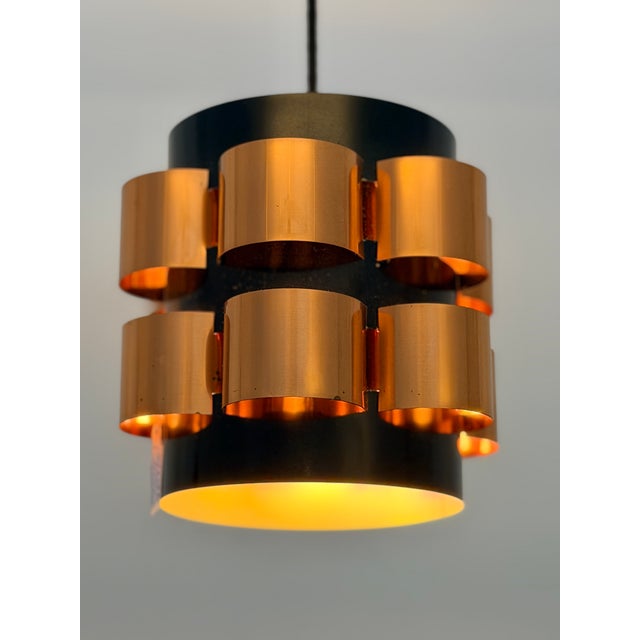 Black and Copper Pendant Lamp by Werner Schou for Coronell Elektro, Denmark, 1960s For Sale - Image 9 of 18