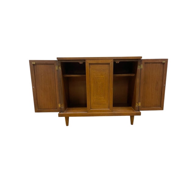 American of Martinsville walnut small chest that can be used anywhere. Constructed of solid rich walnut with a warm stain....