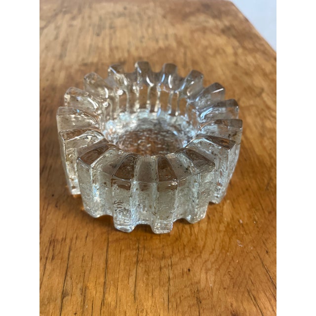 MCM Swedish Cast Glass Brutalist Design Eva Englund Crystal Ice Ashtray For Sale - Image 10 of 10