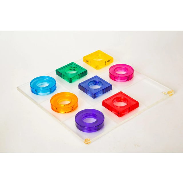 Plastic Vintage Haziza Jewel Toned Lucite Tic Tac Toe Set Game, 1970's For Sale - Image 7 of 13