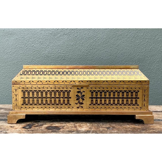 Vintage Brass Inlaid Decorative Box For Sale - Image 11 of 12