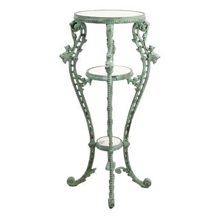 Patinated Cast Iron Side Table with Marble Trays For Sale