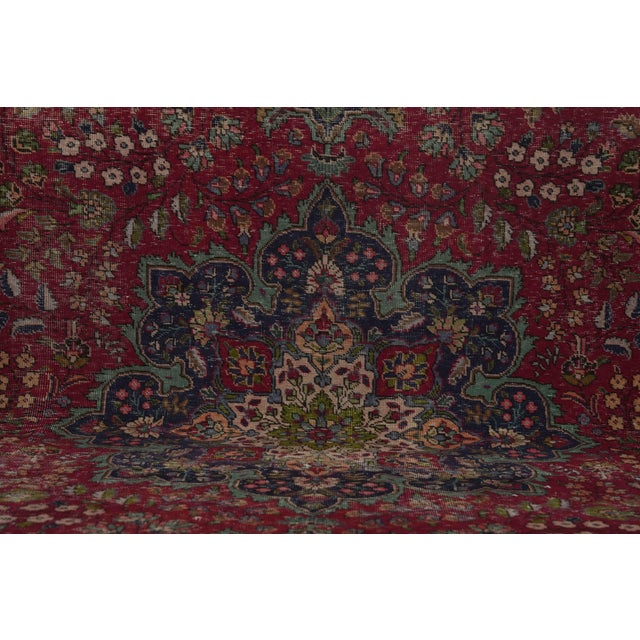 1970s Vintage Persian Handmade Wool 10x13 Red Area Rug For Sale - Image 9 of 13