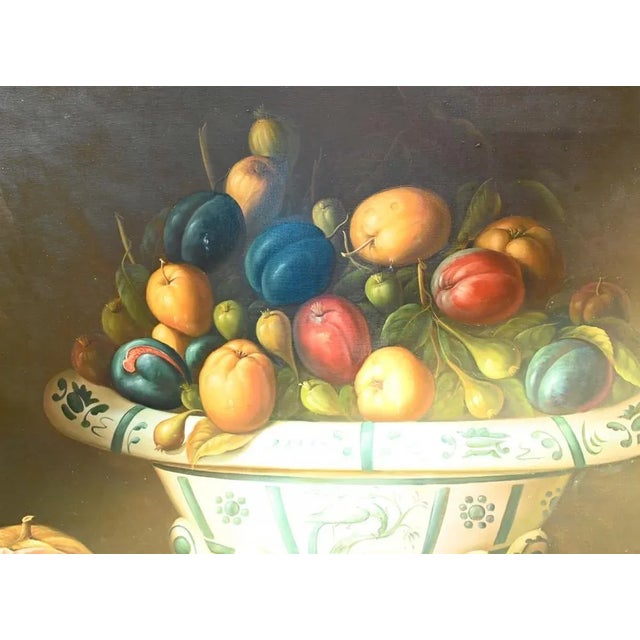 Still Life with Fruit Bowl, 1980s, Oil, Framed For Sale - Image 4 of 6