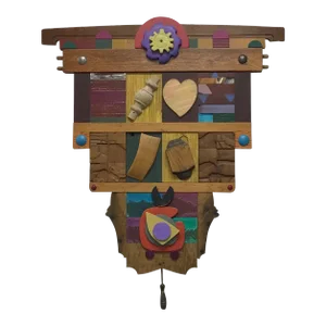 Carved and Painted Wood Sculpture Wall Hanging