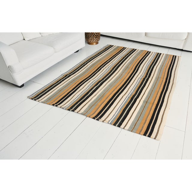 Oushak Anatolian Stripe Kilim Rug For Sale - Image 9 of 10