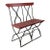Mid-Century French Bistro Bench With Red Slats and Wrought Iron Frame For Sale