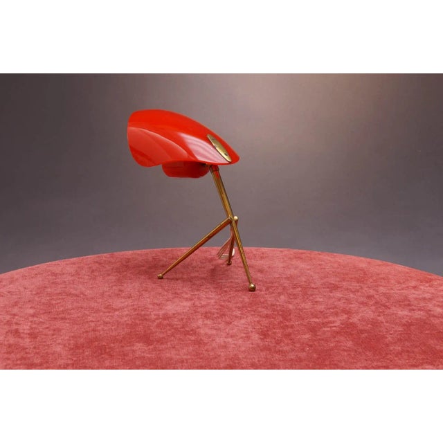 Table Lamp with Red Shade, 1950s For Sale - Image 4 of 9