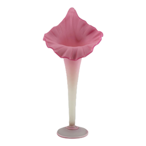 Pink Satin Glass Jack-in-the-Pulpit Vase – Vintage American Art Glass