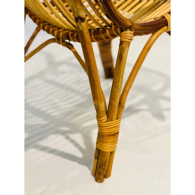 Wood Late 20th Century Vintage Albini Style Bamboo and Rattan Child's Lounge Chair For Sale - Image 7 of 10