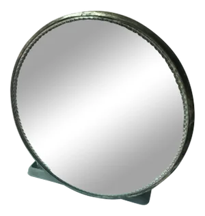 Antique Round Silver-Plate Mirror