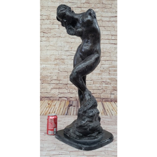 Condition: This sculpture is in perfect condition Bronze Dimensions with Marble Base: Height 32" X Width 11" Marble...