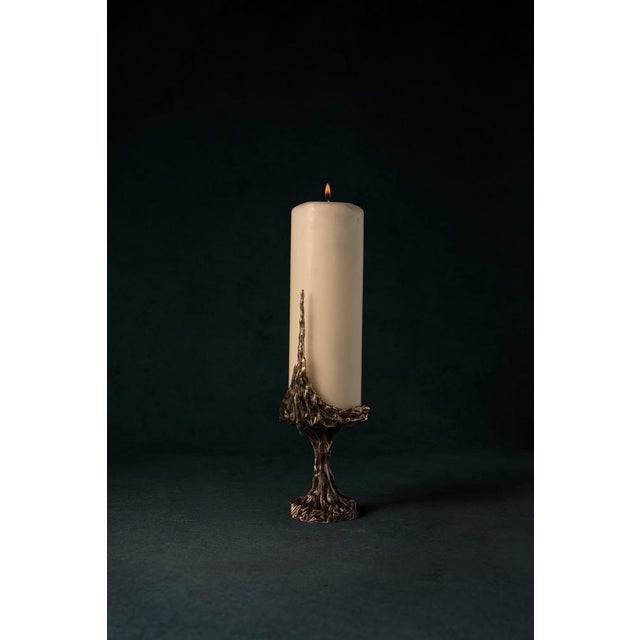 Omnia vanitas vanité 37 candelabra in patinated cast bronze by william guillon hand sculpted, dated and signed dimensions:...