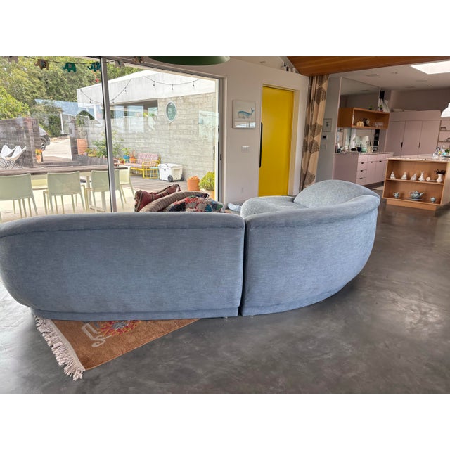 Blue Attributed to Milo Baughman Serpentine Sectional Sofa Mid Century Modern For Sale - Image 8 of 12