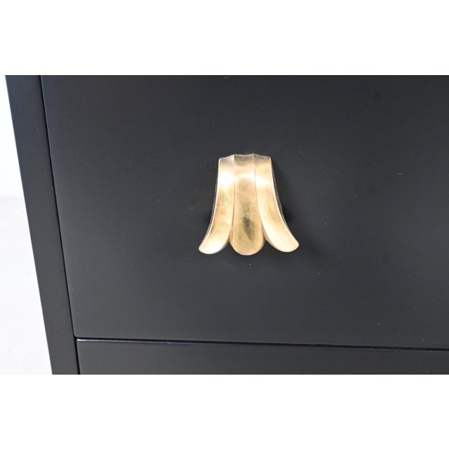 Robsjohn Gibbings for Widdicomb Black Lacquered Mid Century Modern Chest of Drawers For Sale - Image 12 of 14