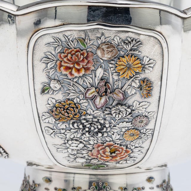 Antique Japanese Meiji Silver and Enamel Bowl, 1900s For Sale - Image 13 of 18