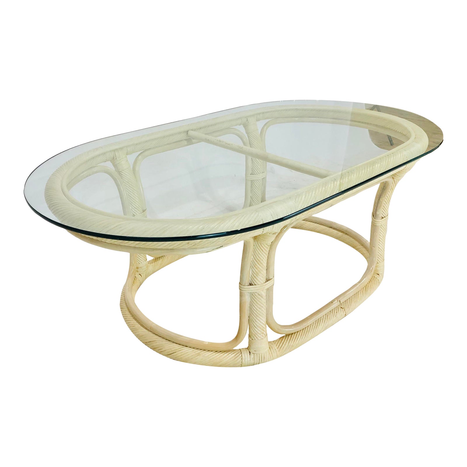 Vintage Rattan & Glass Coffee Table Chairish