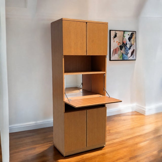 1980s Tall Bar Cabinet With Drop-Front Mirror, 1980s, Bauhaus Designs Canada For Sale - Image 5 of 18