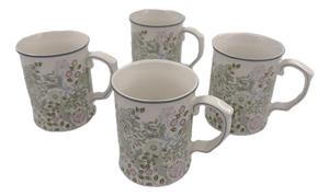 Morris & Co Porcelain Mugs in Iconic William Morris "Sweet Briar" Botanical Motif - Set of 4