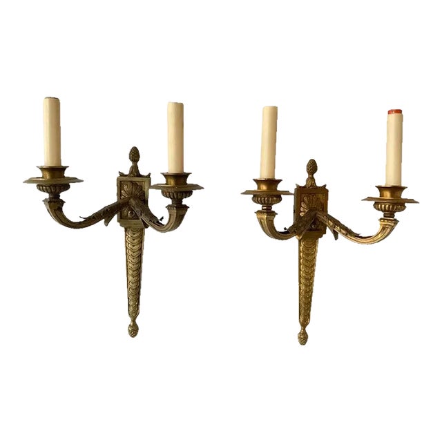 1940s, French Bronze Classical Sconces - A Pair For Sale