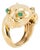Vintage David Webb 18k Yellow Gold Emerald Eyes Panther Cocktail Ring, Size 5 For Sale