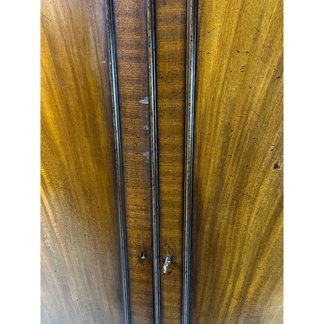 Antique George III Style Flame Mahogany Serpentine Wardrobe For Sale - Image 12 of 13