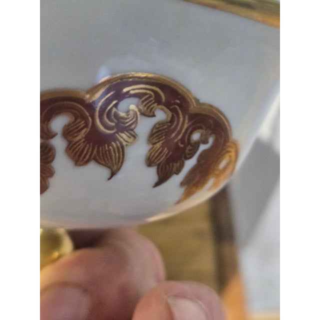 Large 16.5" Mid-Century Hertel-Jacob Bavaria Gilded Porcelain Ginger Jar – Signed E. Habenicht – Red Dragon Motif For Sale - Image 10 of 10