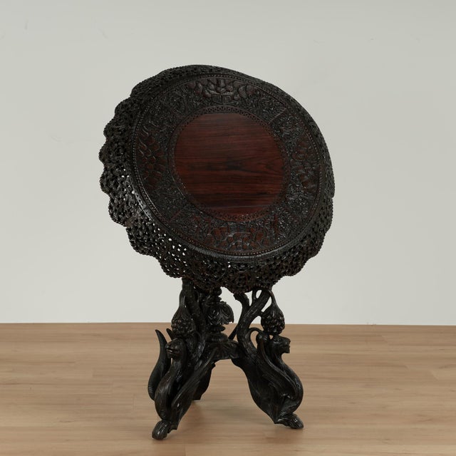 Antique Anglo Indian Carved Rosewood Table For Sale - Image 12 of 18