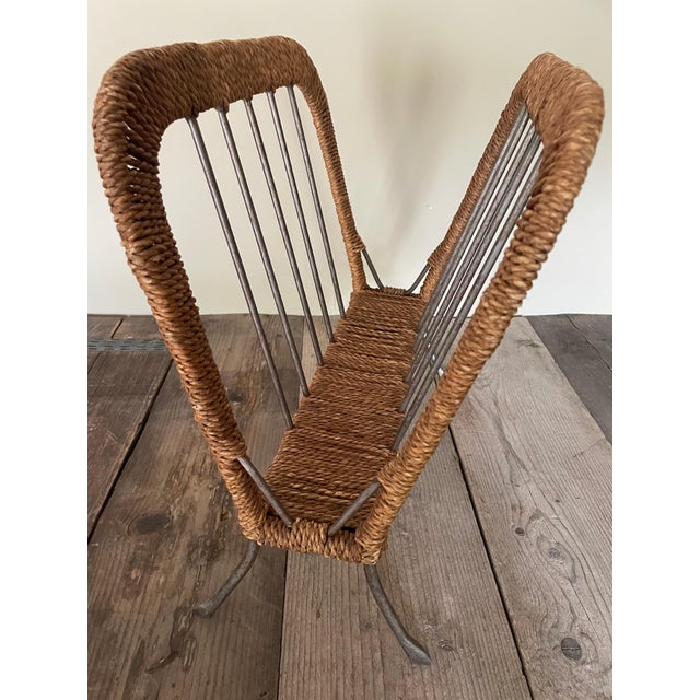 Rope Newspaper Rack in the style of Adnet, 1950s, in Very Good conditions. Designed 1950 to 1959