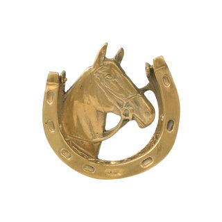 Vintage Brass Horse Door Knocker For Sale