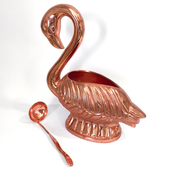 Absolut Elyx Copper Rose Gold Flamingo Punch Bowl and Ladle Serving