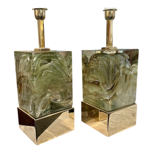 Pair of Murano Block Lamps