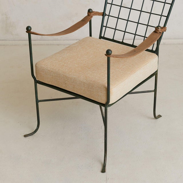 Metal Italian Verdigris Iron Armchair with Ottoman, 1950s For Sale - Image 7 of 11
