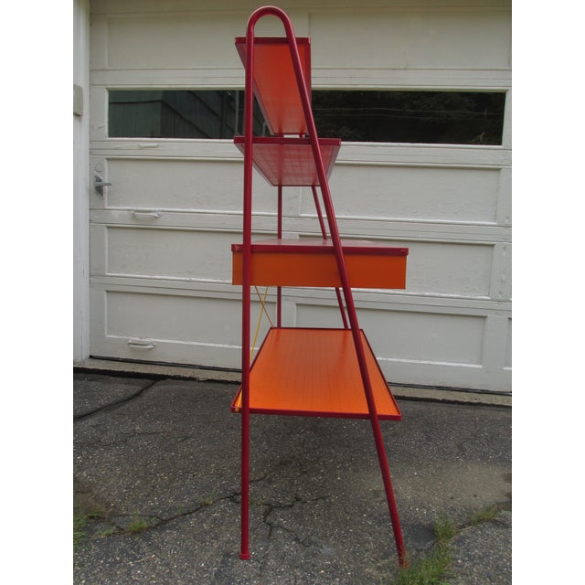 1960s Vintage Modernist Style Painted Single Drawer Etagere Circa 1960 For Sale - Image 5 of 15