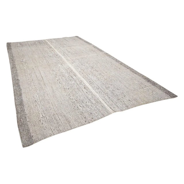 Mid-Century Modern Vintage Gray Large Modern Turkish Kilim Rug For Sale - Image 3 of 7
